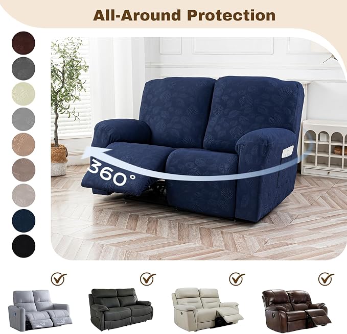 Gennia Recliner Loveseat Cover 4 Pieces, Waterproof Stretch Recliner Sofa - Image 6