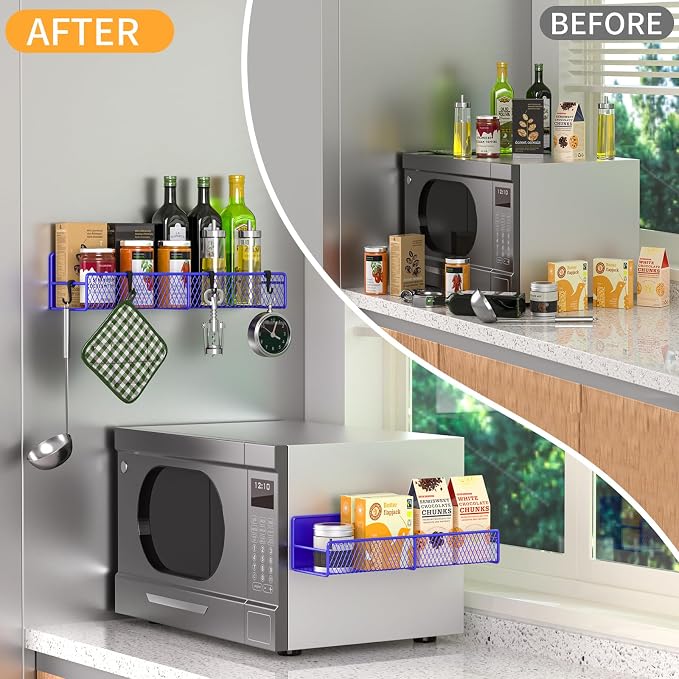 Magnetic Spice Rack for Refrigerator, 2 Pack 100% Metal Strong Magnet Shelf - Image 5