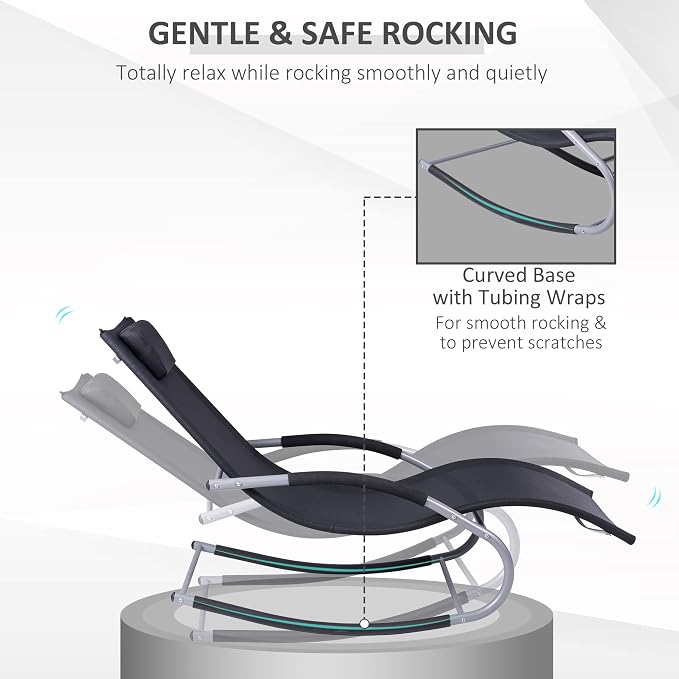 Outsunny Zero Gravity Rocking Chair Outdoor Chaise Lounge Chair Recliner Rocker - Image 4