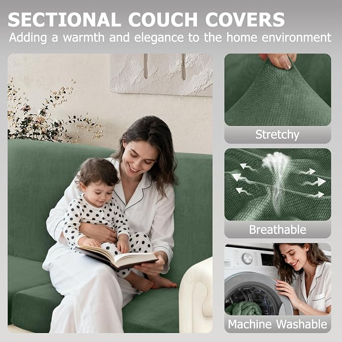 Arfntevss Velvet Sectional Couch Covers L Shape Couch Cushion Cover Slipcovers - Image 2
