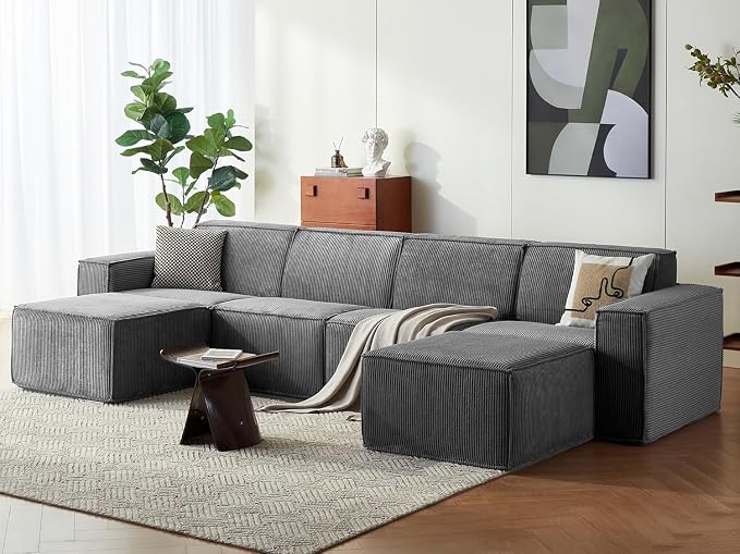 LINSY HOME Modular Sectional Sofa, Corduroy Sectional Cloud Couches by LINSYHOME