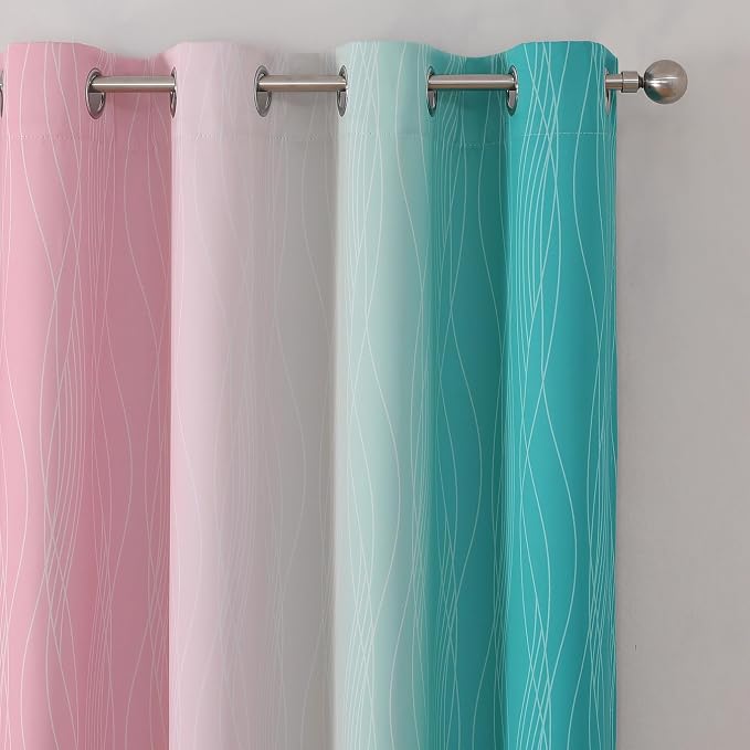 Estelar Textiler Pink and Teal Ombre Blackout Curtains 90 Inches Long 2 Panels - Image 4
