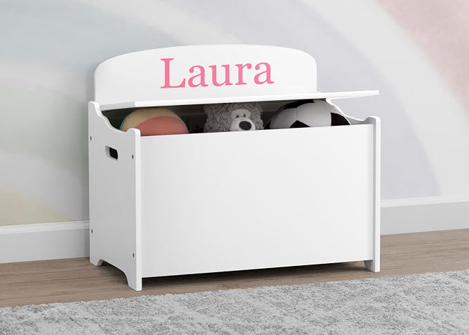Delta Children Personalized MySize Deluxe Toy Box, Bianca White - Image 6