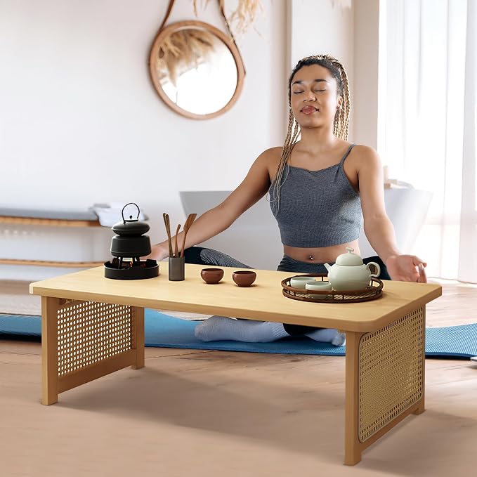 Foldable Japanese Floor Table Lightweight, No Assembly Required, Eco-Friendly - Image 2