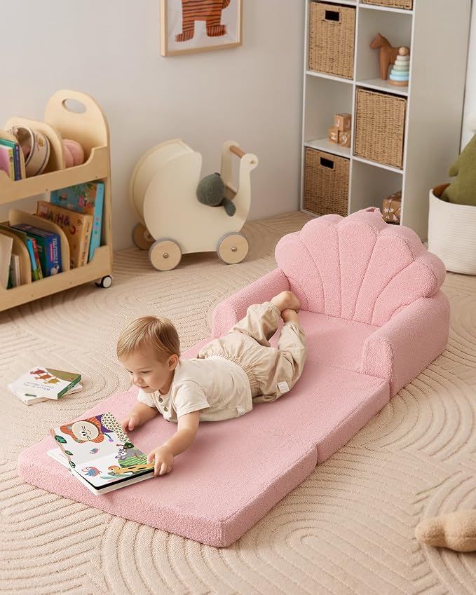Blissful Diary Kids Couch, 2-in-1 Soft Toddler Couch Fold Out, Toddler Chair - Image 4