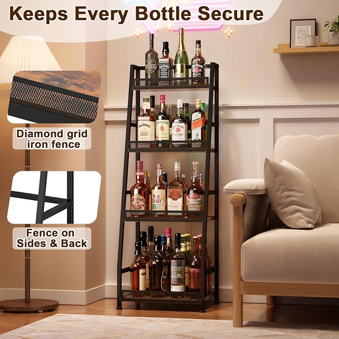 4-Tier Trapezoid Liquor Stand for Home Bar, Stepped Wine Rack Freestanding - Image 5