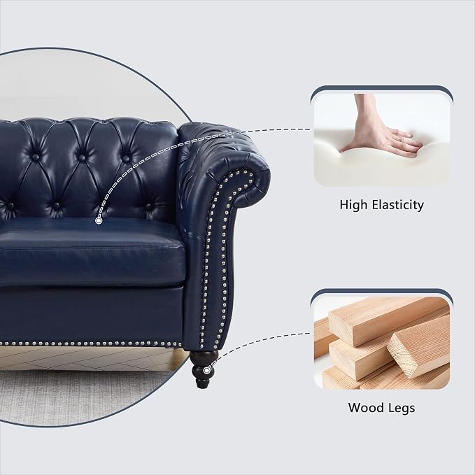 QHITTY 2 Piece Living Room Set, Chesterfield Sectional Sofa Chair Contemporary - Image 7