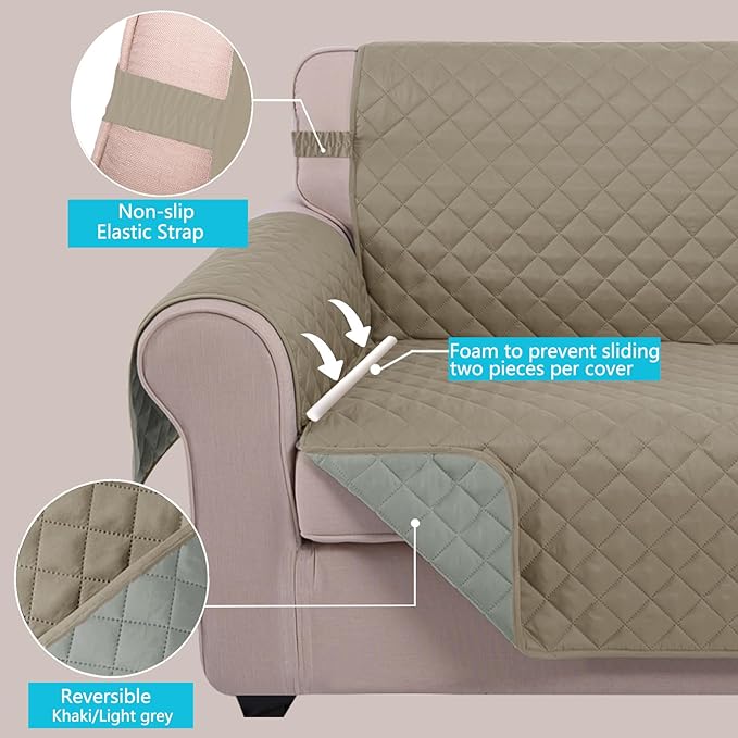 U-NICE HOME Recliner Chair Covers Reversible Quilted Water Repellent Pet - Image 4