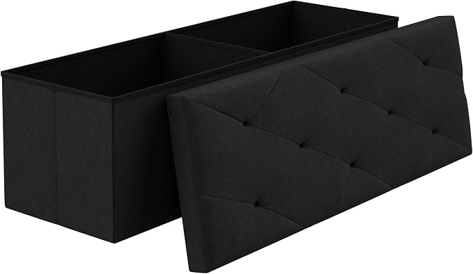 VECELO 43'' Folding Storage Ottoman Bench, Storage Chest, Linen Fabric Foot by VECELO