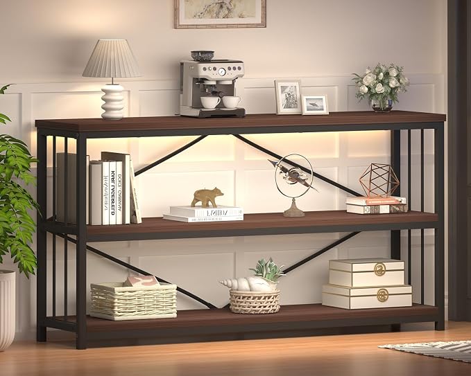 LVB Wood Console Entryway Table, Metal Wooden 3 Tier Sofa Table - Image 6