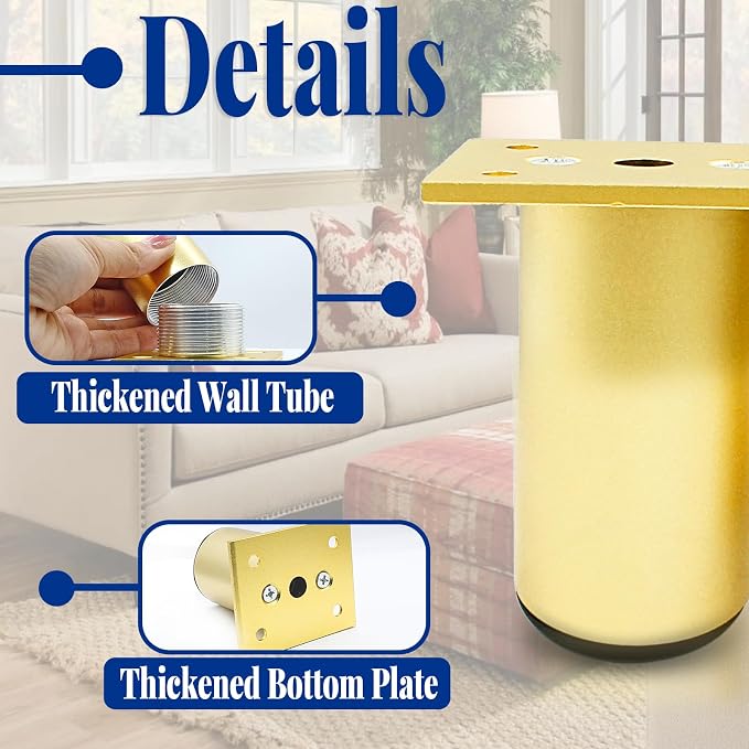 Set of 4 Aluminum Alloy Furniture Legs 2.36 Inch Height, 1.5 Inch Diameter - Image 4