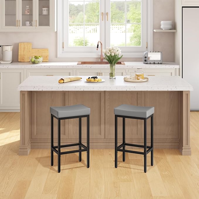 HOOBRO Bar Stools Set of 2, 24.8 Inches Bar Chairs, Counter Height Stools - Image 2