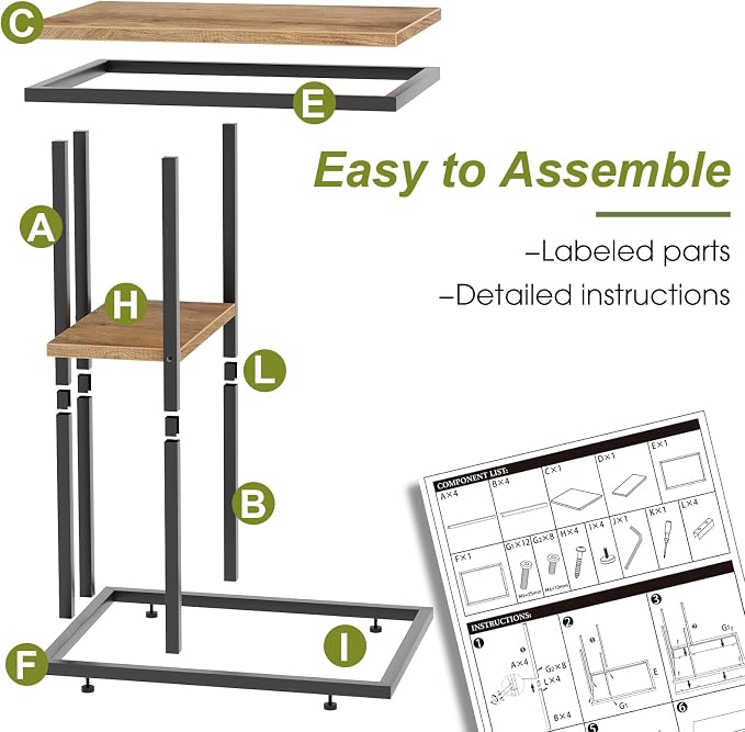 C Shaped End Table, Small Side Table - Image 7