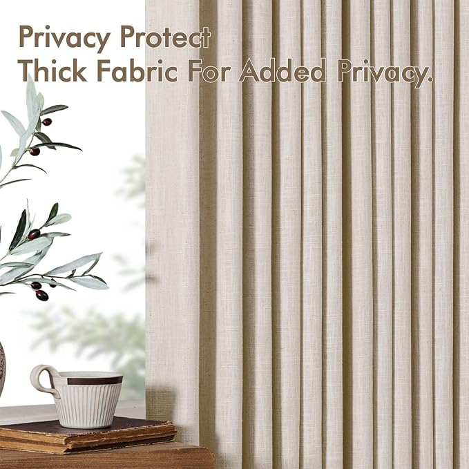 MIULEE Pinch Pleated Thick Linen Curtains 102 Inches Long 2 Panels - Image 7