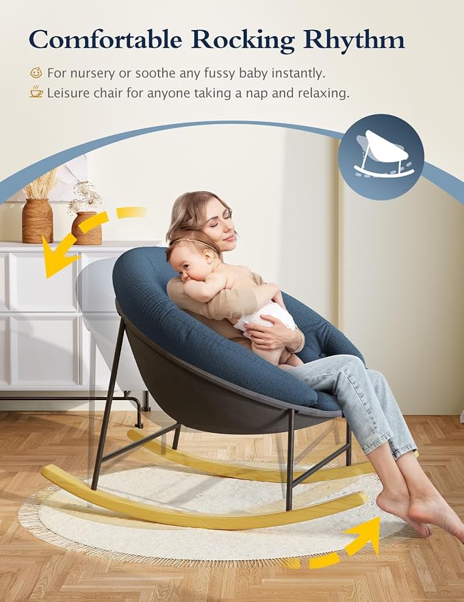 Kidirect Wide Rocking Chair Nursery, Comfy Saucer Nursery Rocking Chairs - Image 4