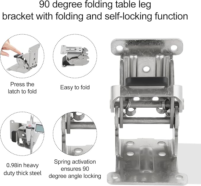 Self Locking Hinges Furniture Table Legs Locking Brackets, 90 Degree Folding - Image 6