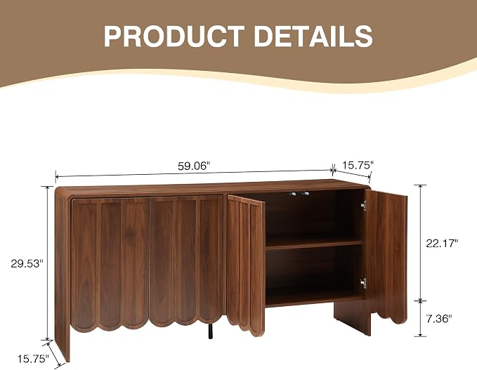 ORRD Sideboard Buffet Cabinet, Accent Storage Cabinets - Image 2