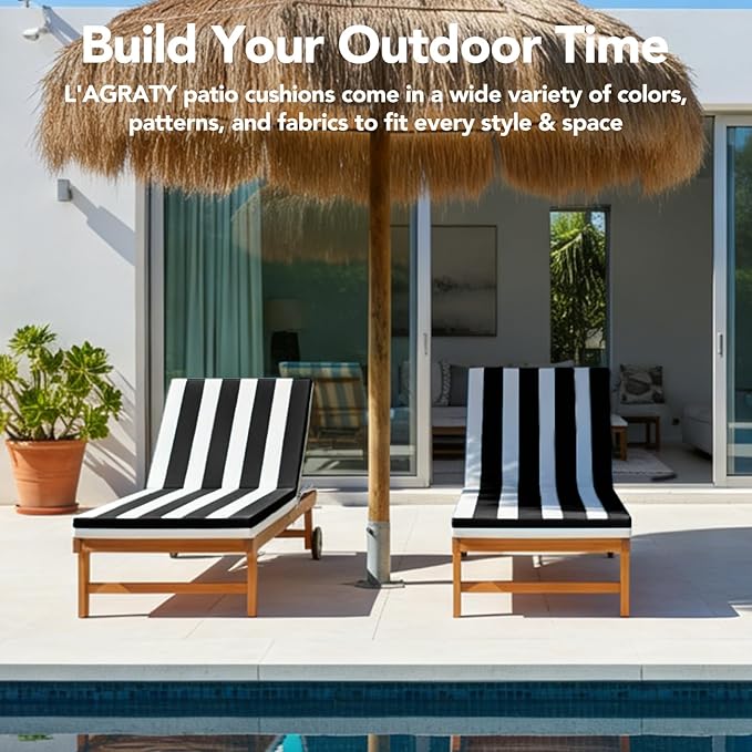 L'AGRATY Outdoor Lounge Chaise Cushion: 72x21x3 Inch Waterproof Lounge Chair - Image 8