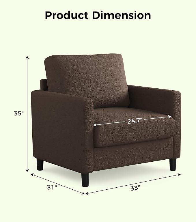 Welzona Sofa Accent Chair, Tool-Free Setup Living Room Accent Chairs, Comfy Arm - Image 2
