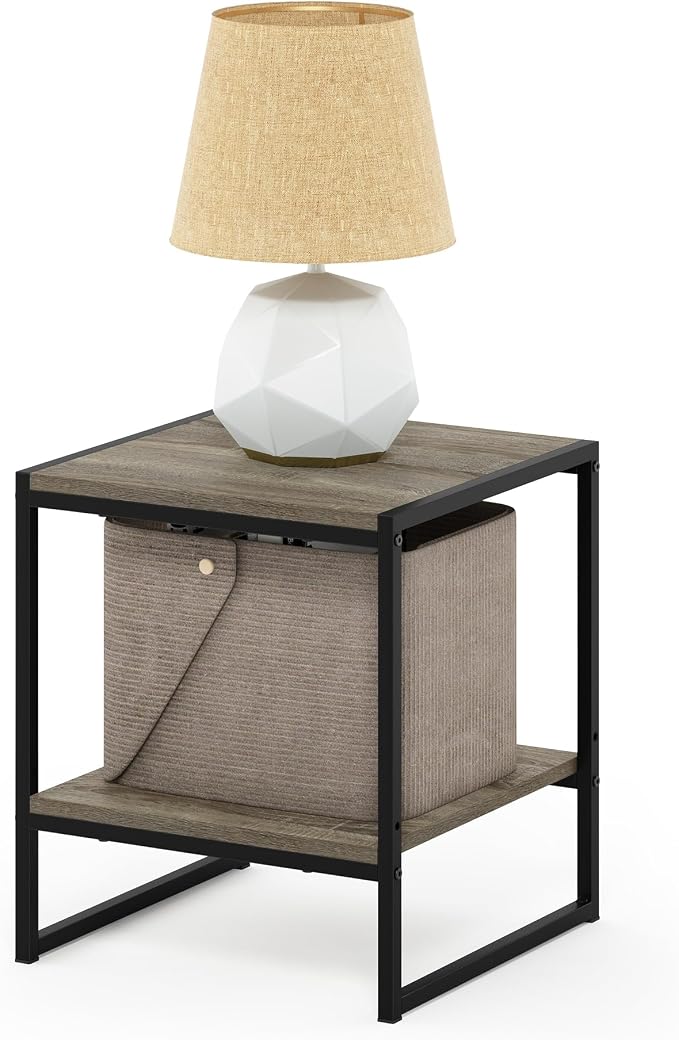 Furinno FM19122GYW Camnus Modern Living 2-Tier End Table, French Oak Grey by Furinno-FitsYourSpaceFitsYourBudget