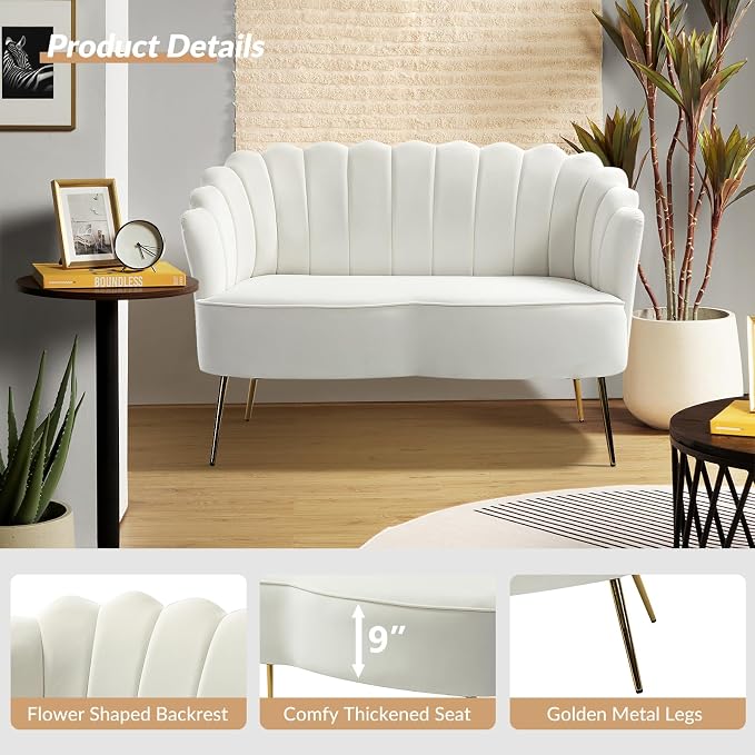 HULALA HOME Modern Velvet Loveseat Sofa - Image 4