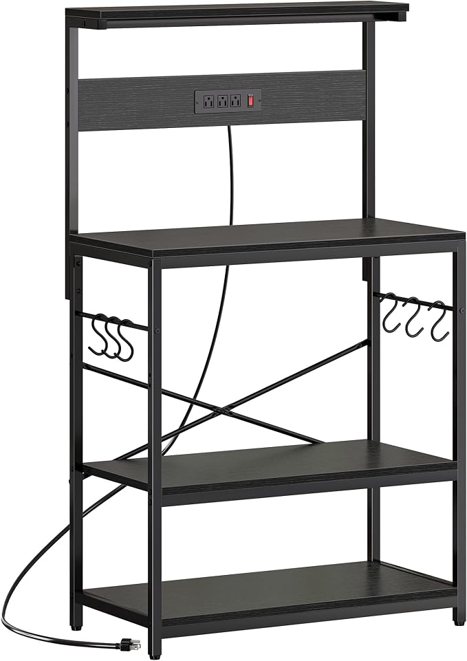 SUPERJARE Bakers Rack with Power Outlets, Microwave Stand, 31.5 X 16.5 Inch by SUPERJARE