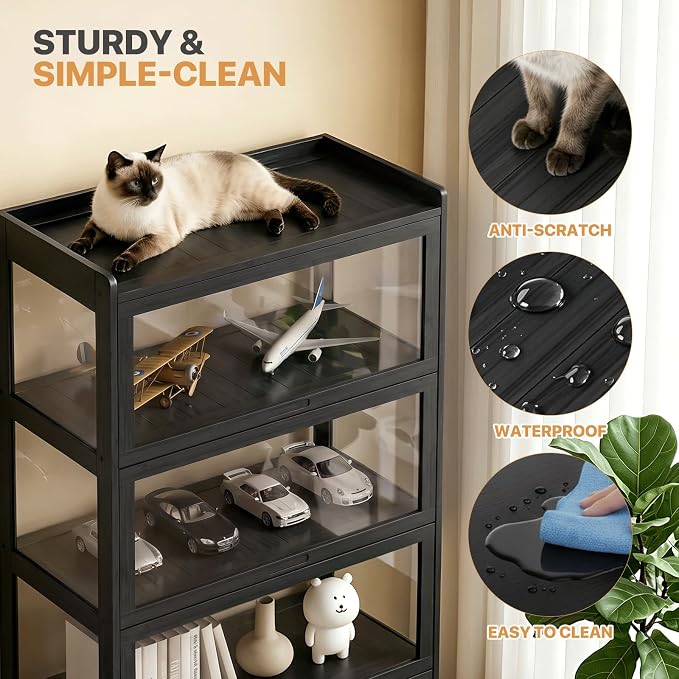 Magshion Display Cabinet with Acrylic Doors, 4-Tier Curio Cabinet - Image 6