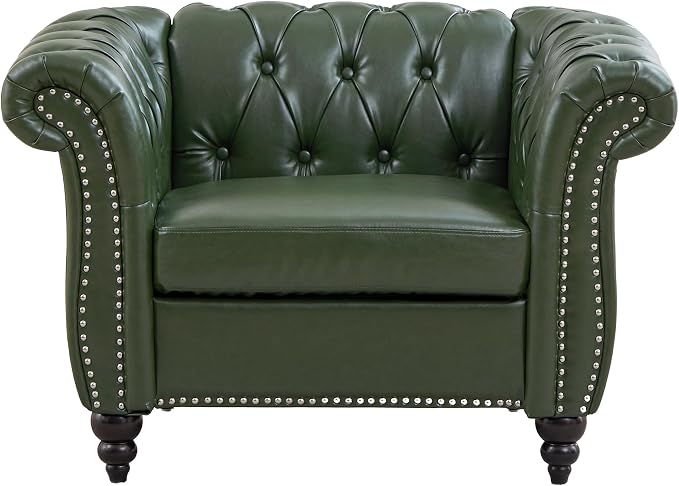 Mid-Century Sofa Chair, Faux Leather Accent Chair - Image 5