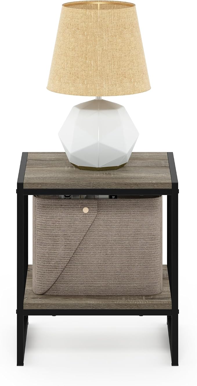Furinno FM19122GYW Camnus Modern Living 2-Tier End Table, French Oak Grey - Image 4