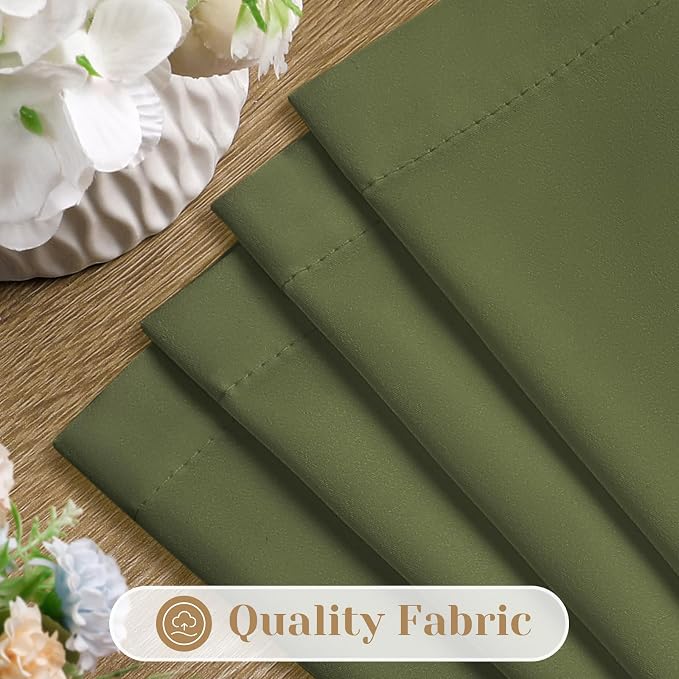 HOMEIDEAS Non-See-Through Olive Green Privacy Sheer Curtains, 52 X 54 Inches - Image 4