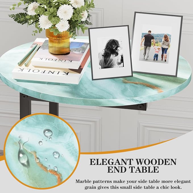 C Shaped End Side Table, Small Oval Couch Sofa Table - Image 3