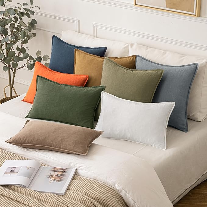 MIULEE Decorative Linen Euro Sham Pillow Covers 26x26 Navy Blue ​Boho - Image 5