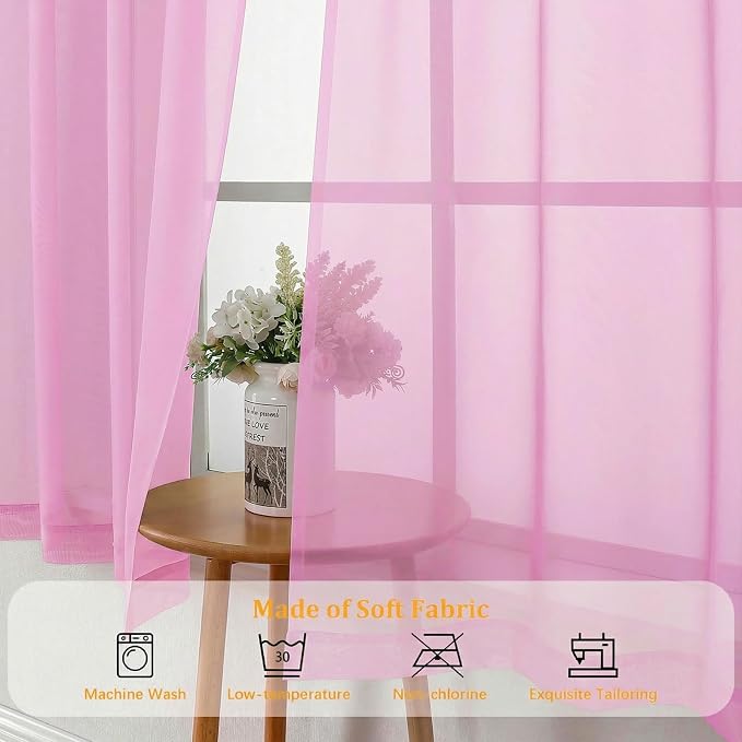 Gwine Sheer Curtains for Living Room 45 inch Length - Image 8
