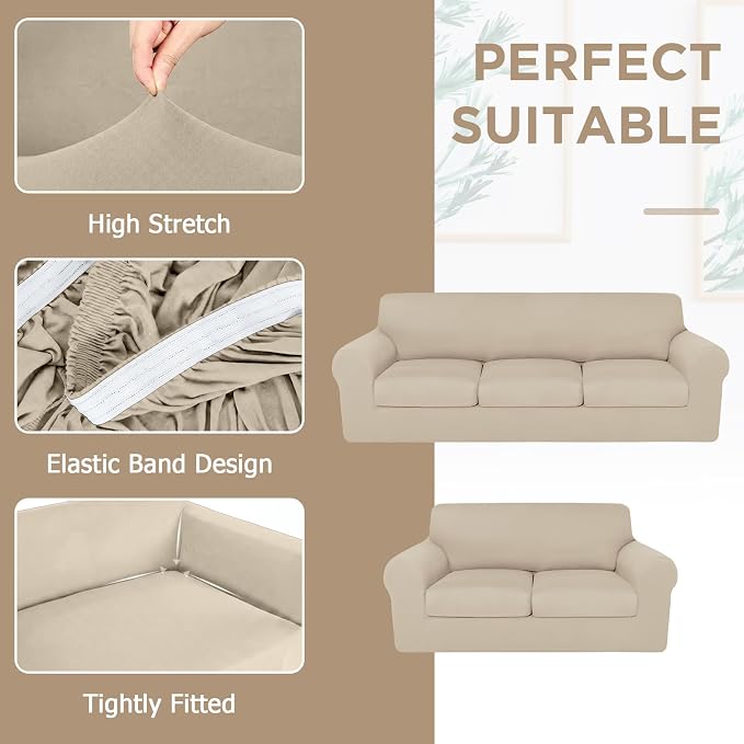 HunnmingRe Sofa Covers for 3 Cushion Couch Stretch Sofa and Loveseat Covers Set - Image 4