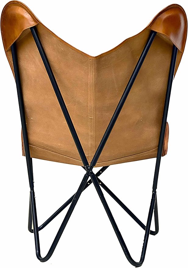 cuero Handmade Living Room Buffalo Leather Chair, Home-Decor, Butterfly Chair - Image 5