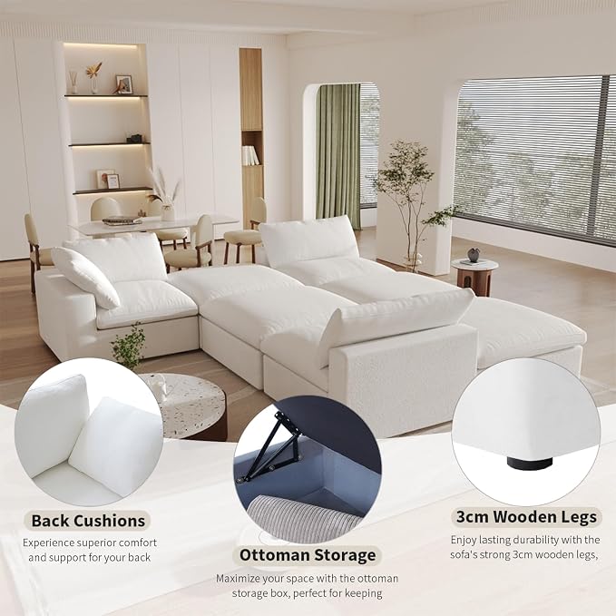 Cloud Modular Sectional Sofa Couch, Oversized U Shaped Couch 6 Seater - Image 5
