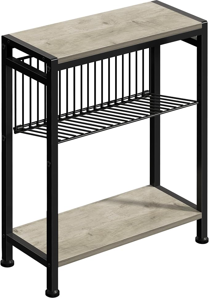 Small Side Table for Small Space, 3-Tier Narrow End Table by HOME