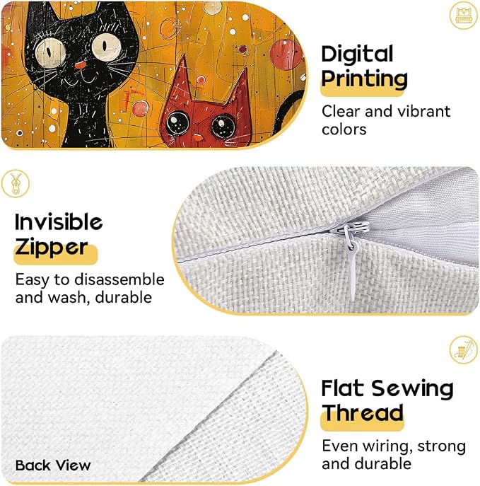 OBSEDE Black Cat Abstract Art Decorative Throw Pillow Covers 18 × 18 in - Image 4