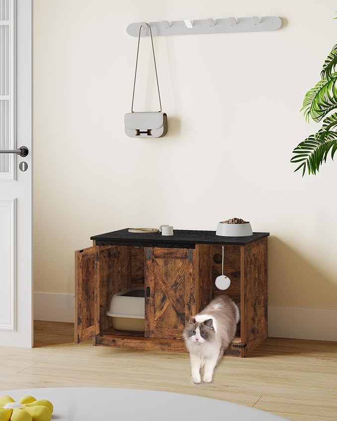 Hzuaneri Cat Litter Box Enclosure, Hidden Litter Box Cabinet Furniture - Image 9