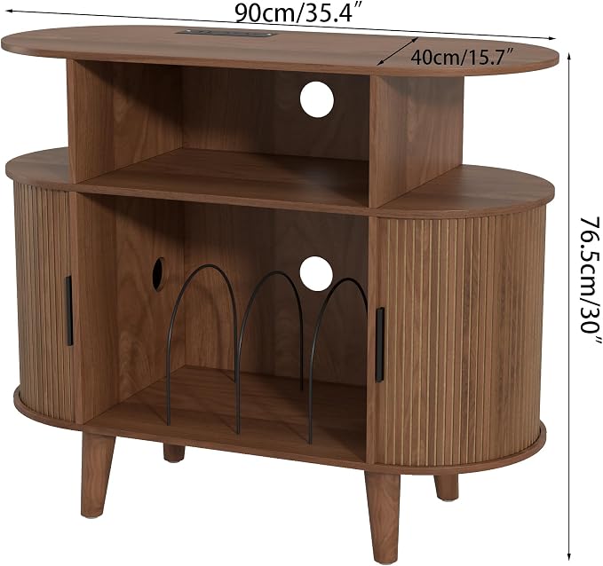 LUVIOHOME Large Round Record Player Stand - Image 7
