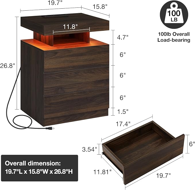 HOMMPA Rustic Brown Nightstand - Image 2