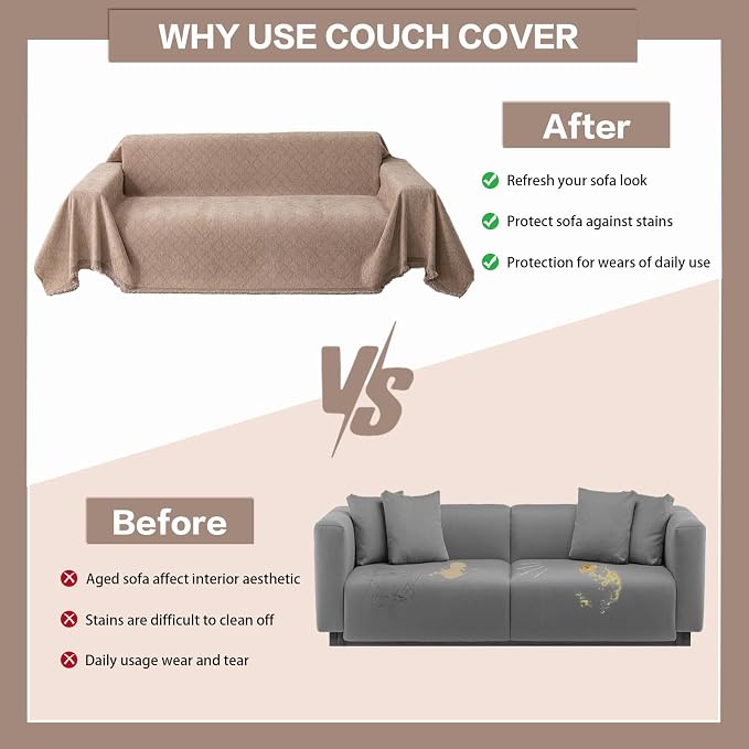 DREAMINGO Modern Chenille Couch Cover Blanket Washable Sofa Covers - Image 5