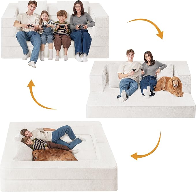 Futon Sofa Bed with Pillow, 3-in-1 Sleeper Sofa Bed with Removable Cover - Image 4