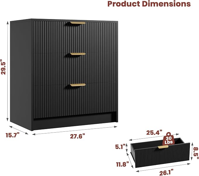 Garvee 3 Drawer Dresser for Bedroom - Image 2
