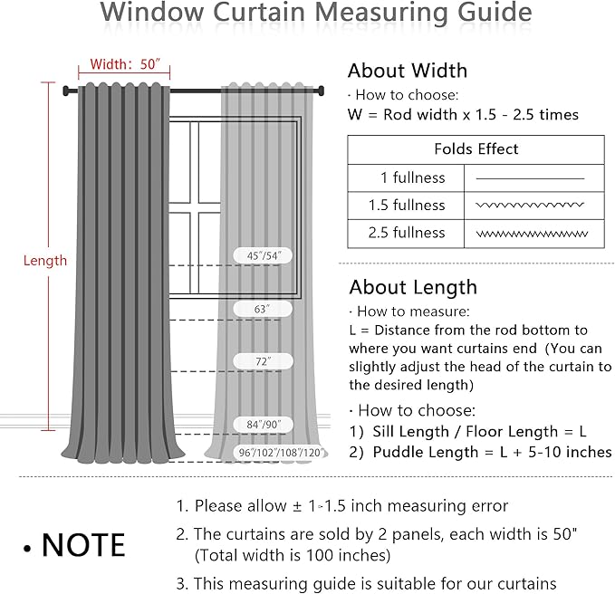 MYSKY HOME White Curtains 95 Inches Long - Image 3