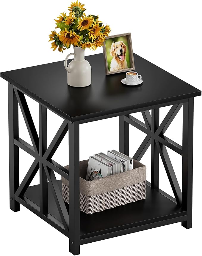 GreenForest End Table with 2-Tier Storage Shelf, 19.7 inch Side Table by GreenForest