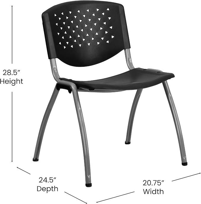 Flash Furniture HERCULES Series 880 lb. Capacity Black Plastic Stack Chair - Image 3