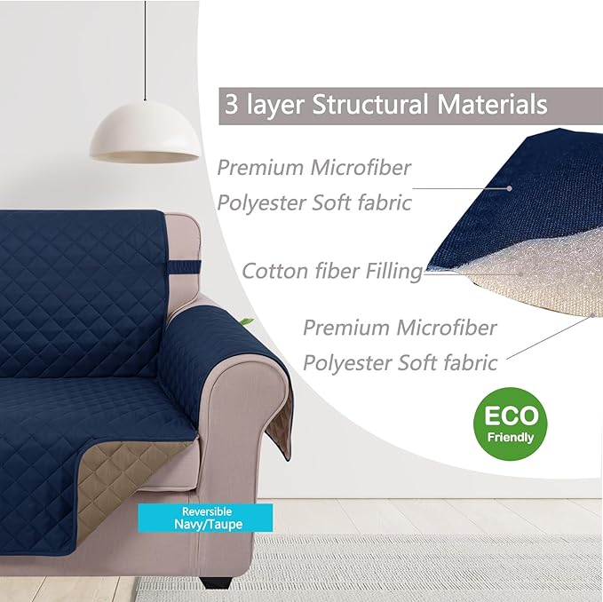 U-NICE HOME Loveseat Sofa Cover Reversible Couch Cover - Image 4
