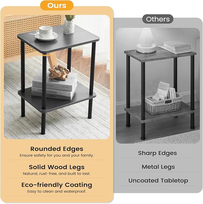 Apicizon 2 Tier End Table Set of 2, Boho Side Table - Image 4