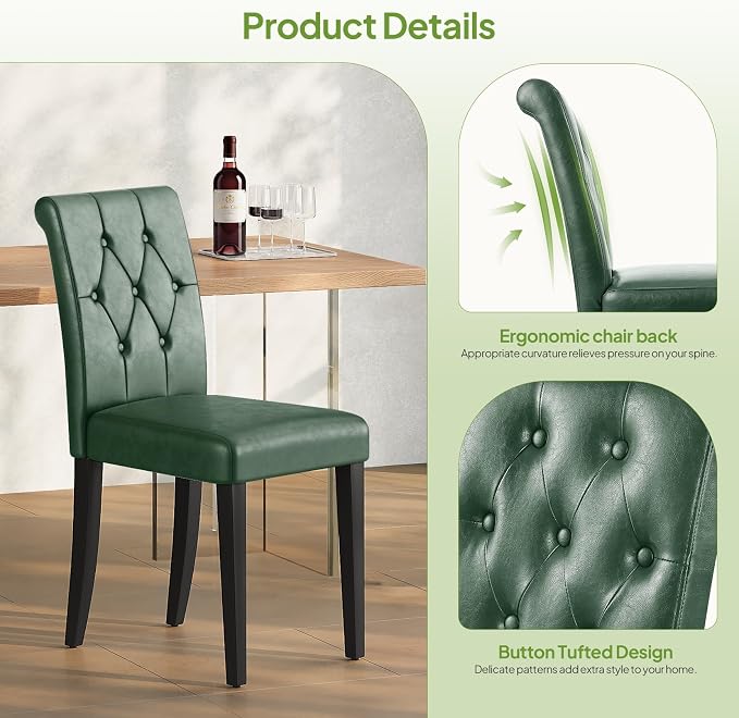 Welzona Upholstered Dining Chairs Set of 4, Button Tufted Parsons Dining Chair - Image 6